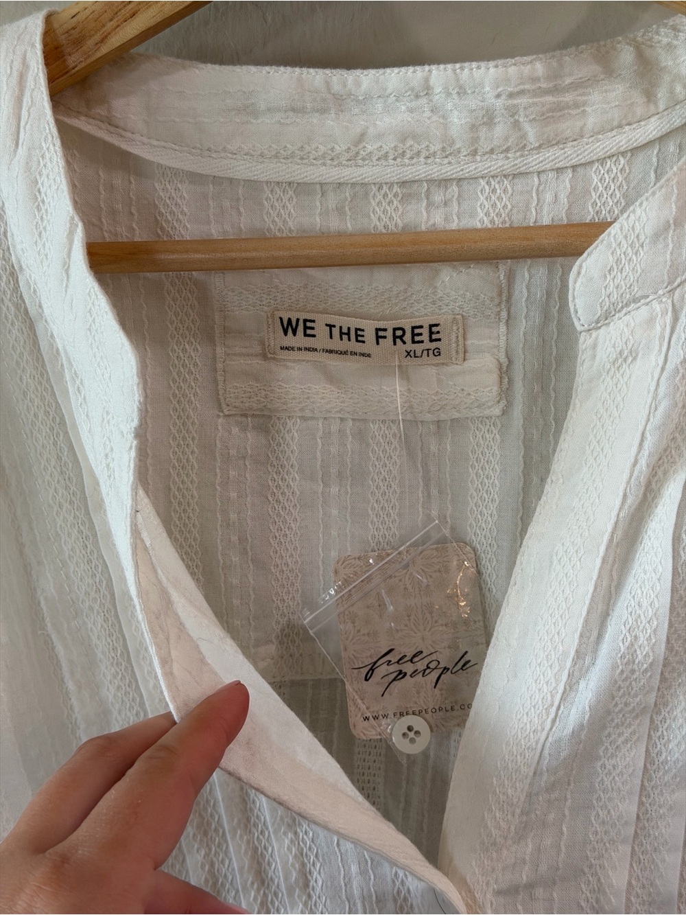 We The Free Cream Pintuck Button-Front Blouse - Picture 4 of 8